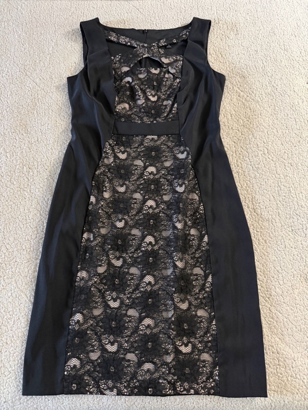 connected apparel Black Lace-Inset Midi Dress Size 10